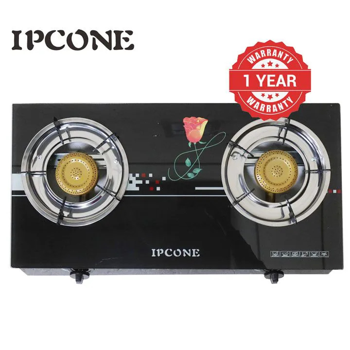 IPCONE Table Top Gas Cooker,2 Burner with  Strong Glass(1YR WARRANTY)