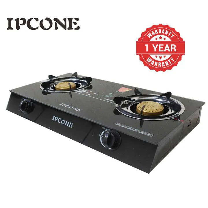 IPCONE Table Top Gas Cooker,2 Burner with  Strong Glass(1YR WARRANTY)