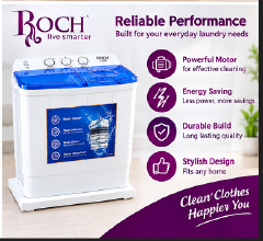 ROCH 7.5KG Twin Tub Top Load Washing Machine - White (1YR WRTY)