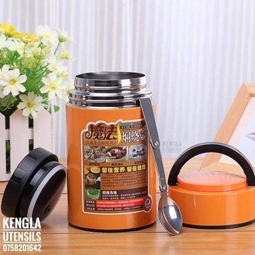 800ml Vacuum Stainless Food Flask with Foldable Spoon – Leak Proof Thermal Lunch Container for Hot & Cold Meals, Portable Insulated Food Jar for Office, Travel, and Outdoor Use✨Designed with double-wa