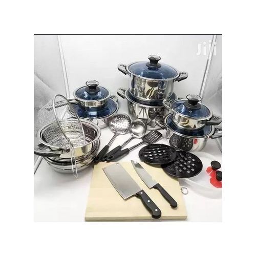🌸 Gifting you our best 🌹Marwa German Longlife 30pcs Heavy Duty Cookware Set Sufurias🍂made from durable stainless steel cooking pots provides long-lasting superior .Non-stick performance. 
This 30 P