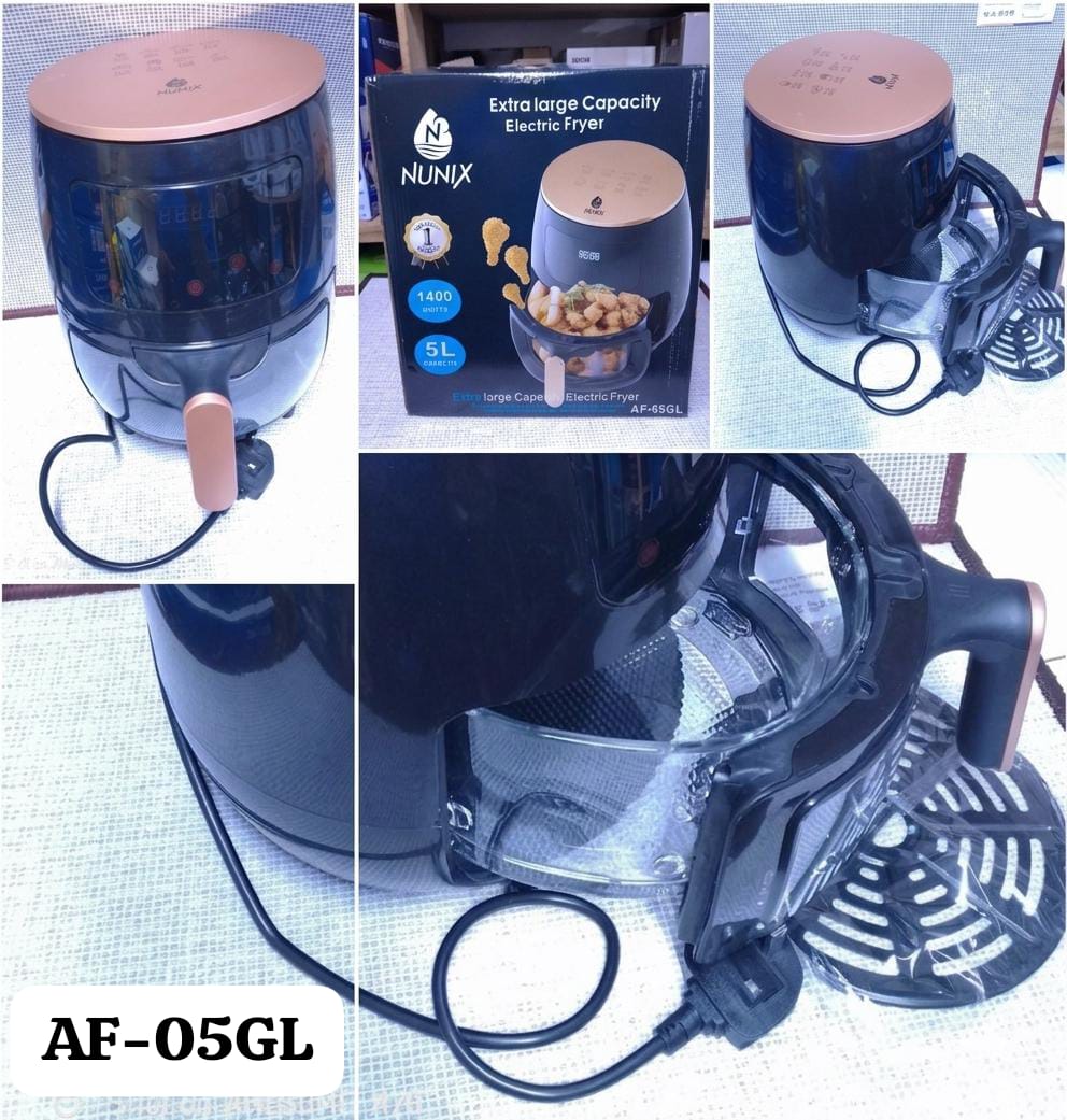 ON OFFER💦Nunix Air Fryer Large Capacity With Visible Basket 5L🥀powerful 1400 W heating element, it heats quickly and maintains consistent high heat for evenly cooked, crispy results without the long