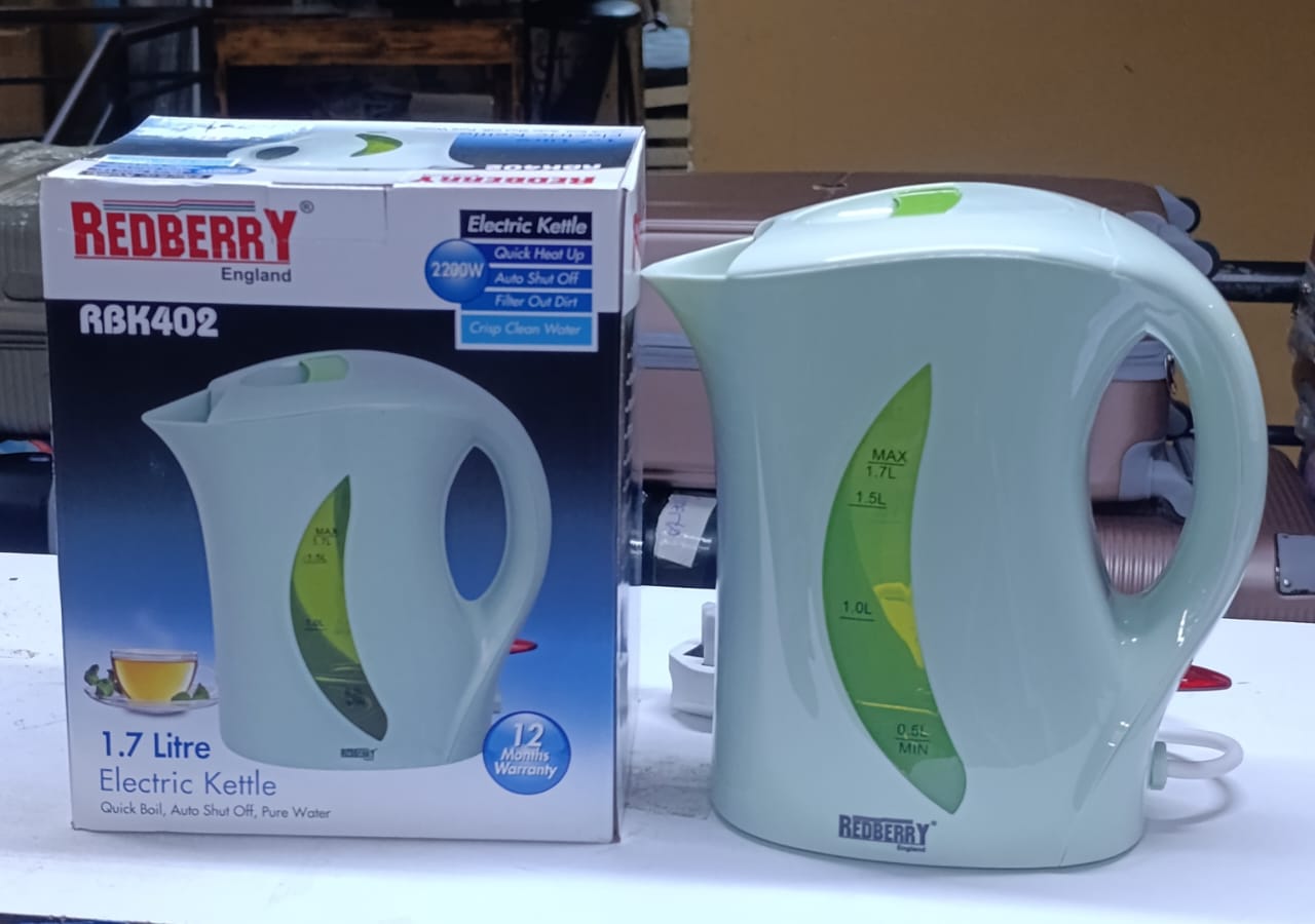 🔥🔥Redberry 1.7 Liter Electric Kettle kitchen aplliances 🍒1.7litre capacity High quality Cordless jug kettle Stainless steel heating element . Automatically turns off when water is boiled.
