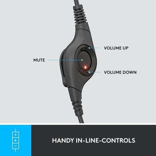Logitech H390 Video Meetings, Music, Gaming and Beyond Wired Headset for PC/Laptop, Stereo Headphones with Noise Cancelling Microphone, USB-A, in-Line Controls for - Black