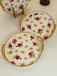 3Pc Plastic Printed Serving Tray Set, Lightweight Durable Food Serving Trays for Tea, Snacks, Meals and Drinks, Easy-Clean Decorative Kitchen Dining Trays for Home, Restaurant and Events
