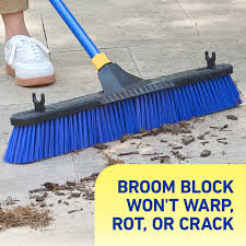 Teepee Bass Hard Broom with Handle, Heavy Duty Outdoor Sweeping Broom with Tough Durable Bristles for Garage, Compound, Rough Surfaces and Everyday Home Cleaning