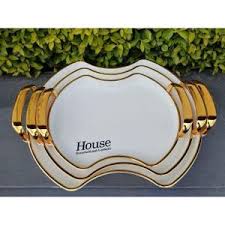 3Pc Serving Tray Set, Durable Lightweight Food Serving Trays for Tea, Coffee, Snacks and Meals, Easy-Clean Kitchen Dining Trays for Home, Office, Restaurant and Entertaining