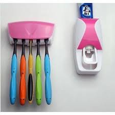 One Touch Toothpaste Dispenser Automatic Squeeze Pump, Easy Wall Mounted Installation, Hands Free Toothpaste Organizer for Bathroom, Family Home, Kids and Everyday Oral Care