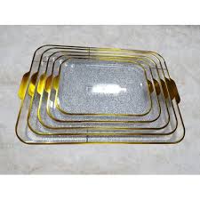 5Pc Serving Tray Set, Durable Lightweight Plastic Food Serving Trays for Tea, Coffee, Snacks and Meals, Easy-Clean Kitchen Dining Trays for Home, Office, Restaurant and Entertaining