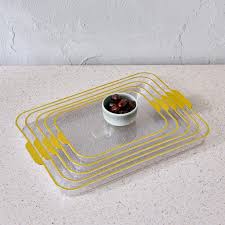 5Pc Serving Tray Set, Durable Lightweight Plastic Food Serving Trays for Tea, Coffee, Snacks and Meals, Easy-Clean Kitchen Dining Trays for Home, Office, Restaurant and Entertaining