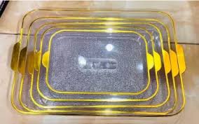 5Pc Serving Tray Set, Durable Lightweight Plastic Food Serving Trays for Tea, Coffee, Snacks and Meals, Easy-Clean Kitchen Dining Trays for Home, Office, Restaurant and Entertaining