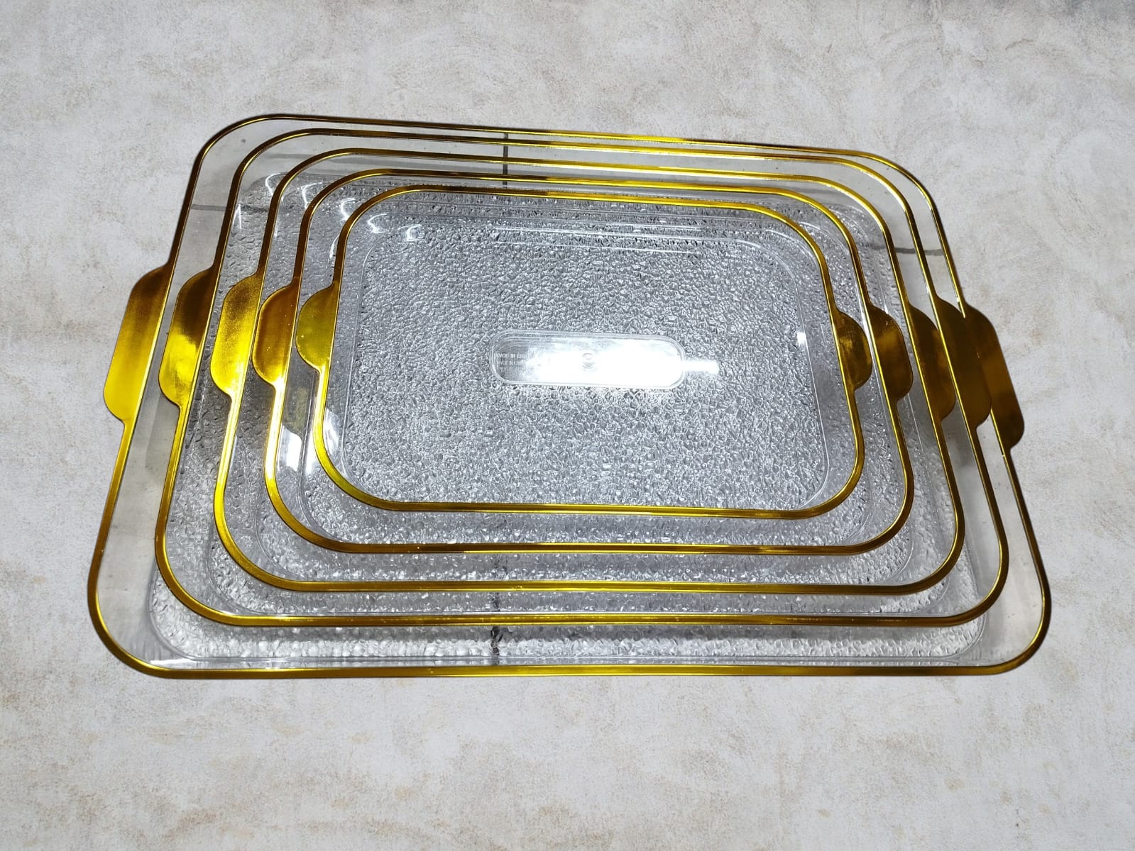 5Pc Serving Tray Set, Durable Lightweight Plastic Food Serving Trays for Tea, Coffee, Snacks and Meals, Easy-Clean Kitchen Dining Trays for Home, Office, Restaurant and Entertaining