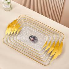 5Pc Serving Tray Set, Durable Lightweight Plastic Food Serving Trays for Tea, Coffee, Snacks and Meals, Easy-Clean Kitchen Dining Trays for Home, Office, Restaurant and Entertaining