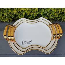 3Pc Serving Tray Set, Durable Lightweight Food Serving Trays for Tea, Coffee, Snacks and Meals, Easy-Clean Kitchen Dining Trays for Home, Office, Restaurant and Entertaining