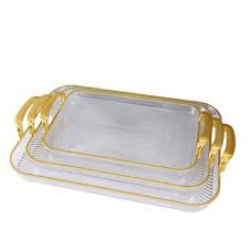 5Pc Serving Tray Set, Durable Lightweight Plastic Food Serving Trays for Tea, Coffee, Snacks and Meals, Easy-Clean Kitchen Dining Trays for Home, Office, Restaurant and Entertaining