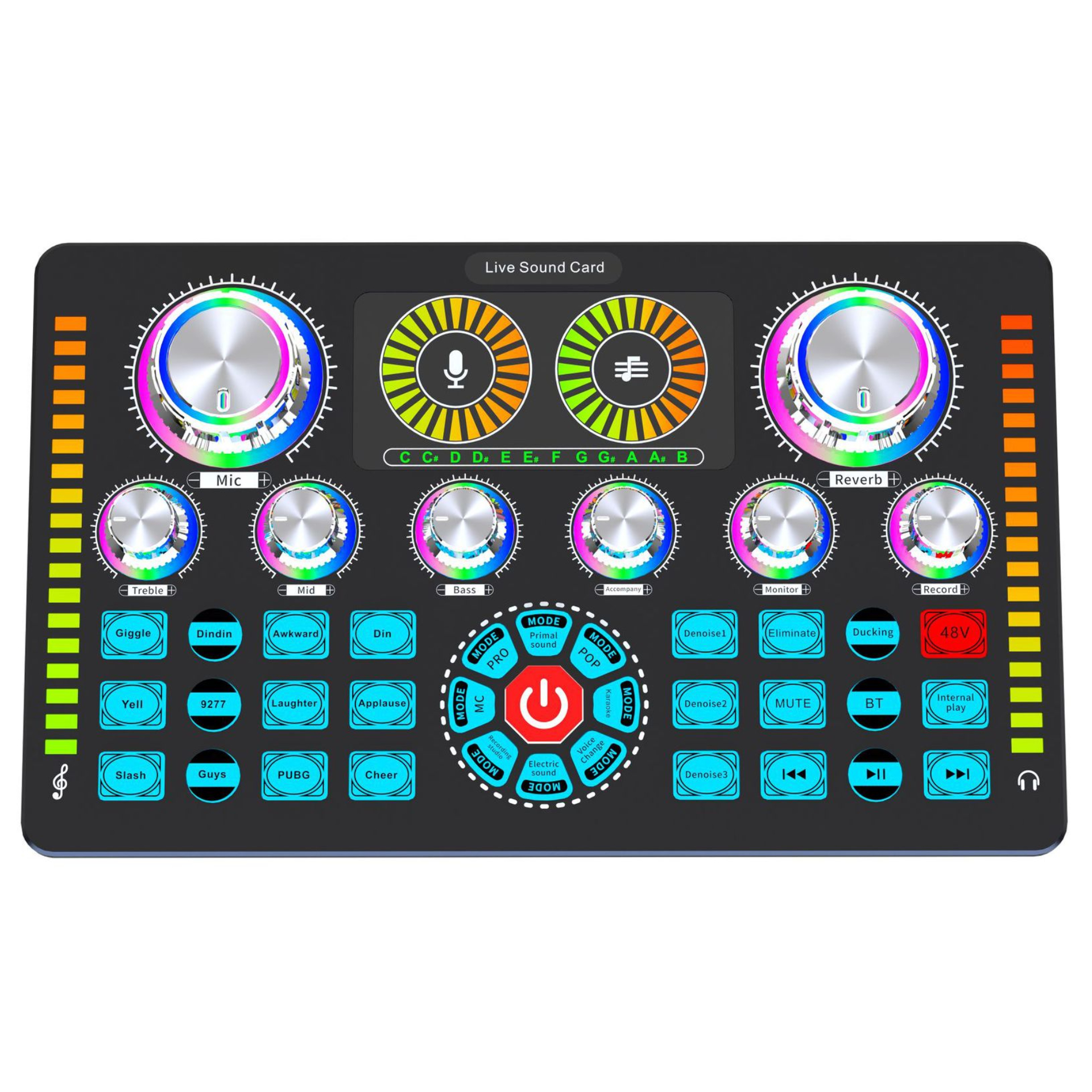 BM800 Condenser Microphone With Metallic Stand + Q7 Live Sound Card Bluetooth Mixer, RGB Controls, DSP Noise Reduction For Live Streaming Podcast Recording DJ Sound Effects