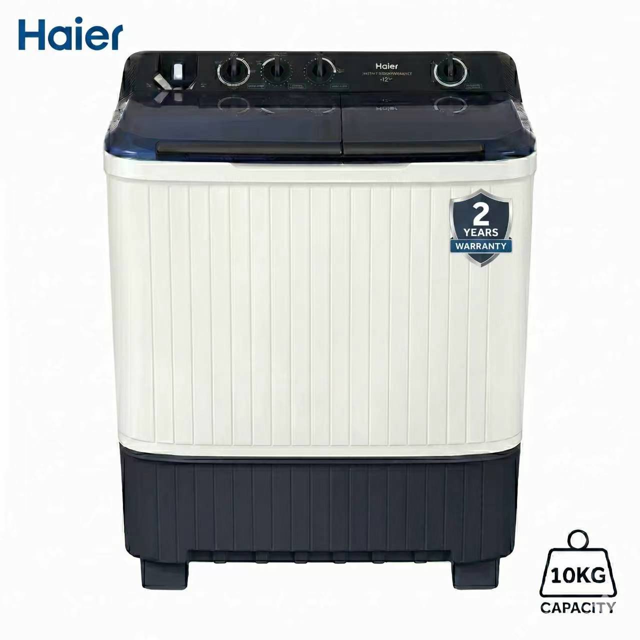Haier 10KG Semi-Automatic Twin Tub Washing Machine with Powerful Washing & Spin - HTW100-M1217 (2Yrs Wrty)