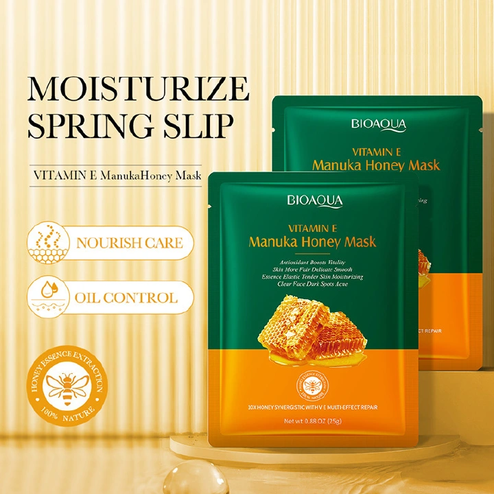 5PCS Face Masks Vitamin E Manuka Honey Mask Sheet Pores Moisturizing Oil-Control Anti-Aging Replenishment Face Care Skin Care Facial Masks Personal Care...
