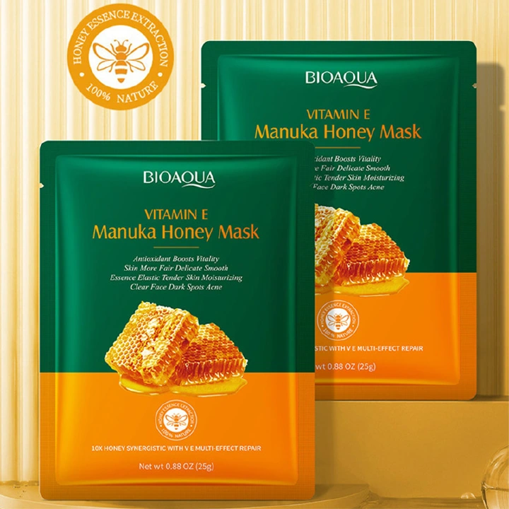 5PCS Face Masks Vitamin E Manuka Honey Mask Sheet Pores Moisturizing Oil-Control Anti-Aging Replenishment Face Care Skin Care Facial Masks Personal Care...