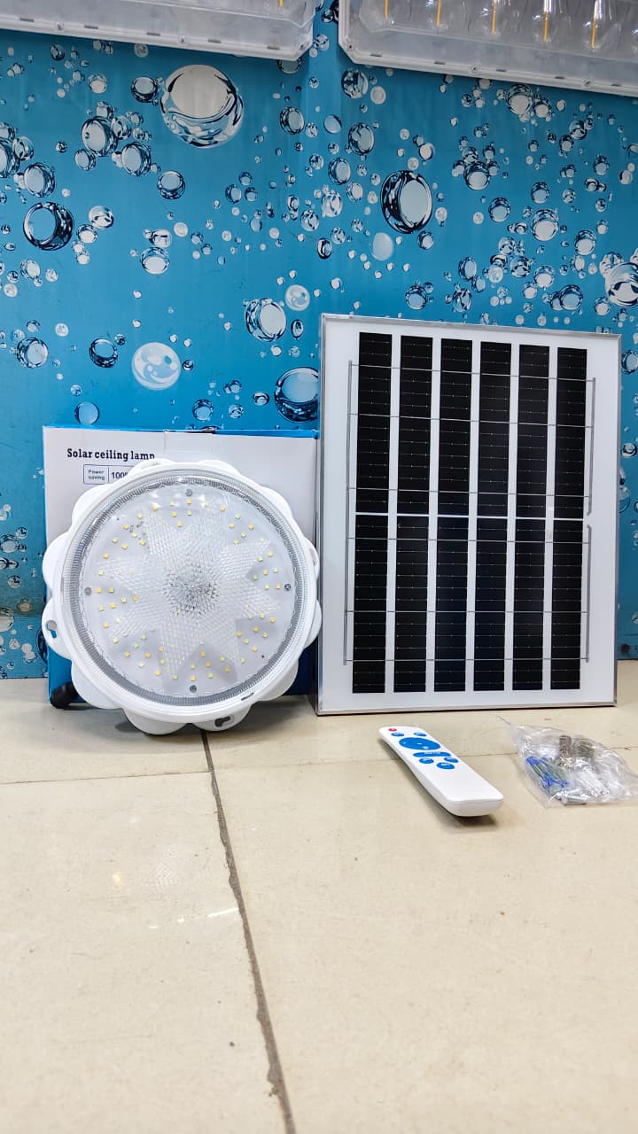 🎆Solar Light Solar Ceiling Light - White ABS, Remote Control, Dimmable, 100//300//400W, Waterproof, 125 LED, Solar Powered, Indoor/Outdoor🔥Crafted from durable ABS plastic, this white decorative cei