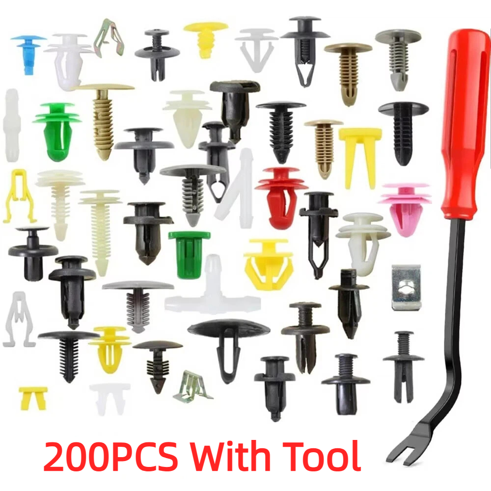 200Pcs Mixed Universal Mixed Auto Fastener Car Bumper Clips Retainer Car Fastener Rivet Door Panel Liner for All Car