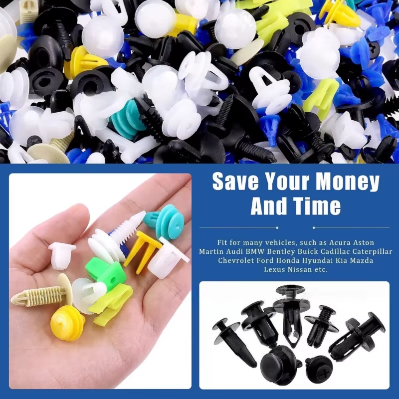 200Pcs Mixed Universal Mixed Auto Fastener Car Bumper Clips Retainer Car Fastener Rivet Door Panel Liner for All Car