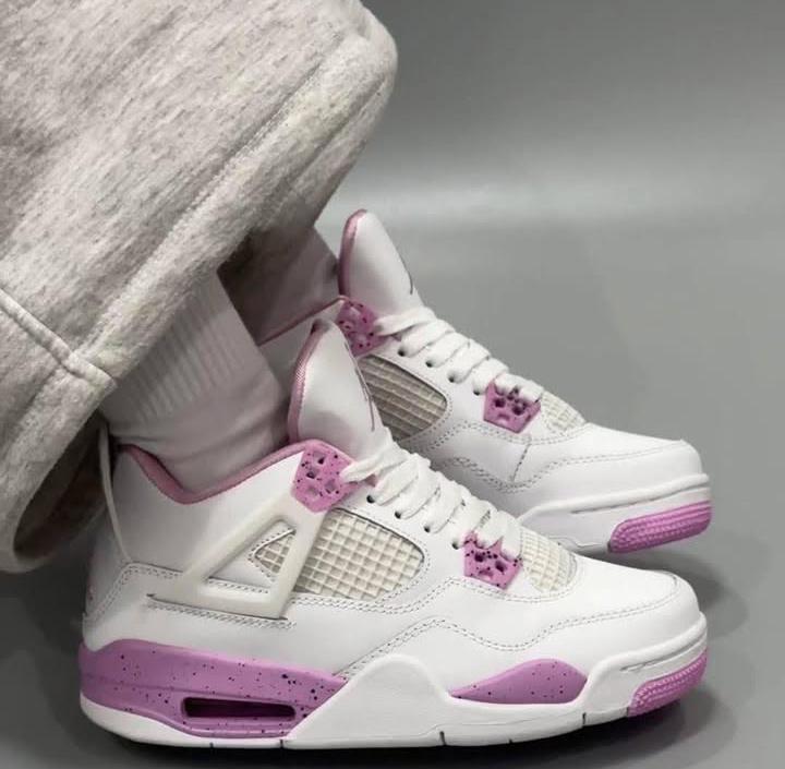 New Arrival Air Jordan 4 Retro ''Pink Oreo'' Sneakers; Best Quality Breathable Women's Shoes/ Men's Shoes J4 White Pink Oreo Fashion Women Sneakers