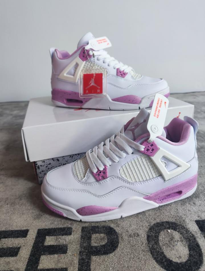 New Arrival Air Jordan 4 Retro ''Pink Oreo'' Sneakers; Best Quality Breathable Women's Shoes/ Men's Shoes J4 White Pink Oreo Fashion Women Sneakers