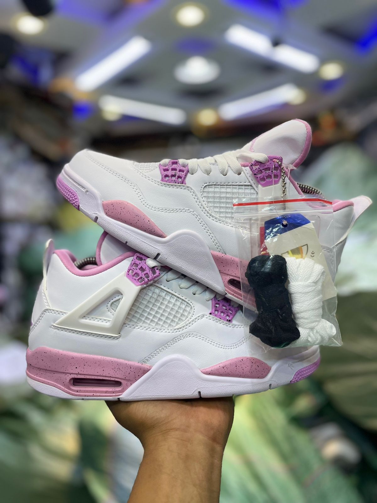 New Arrival Air Jordan 4 Retro ''Pink Oreo'' Sneakers; Best Quality Breathable Women's Shoes/ Men's Shoes J4 White Pink Oreo Fashion Women Sneakers