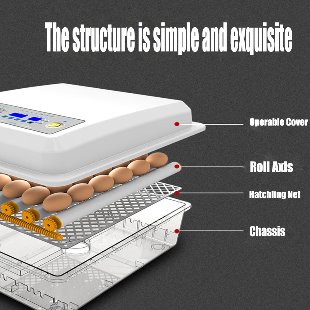 56-Eggs Automatic Egg Incubator Temperature Control Hatcher For Hatching Chicken Duck Bird Quail Poultry