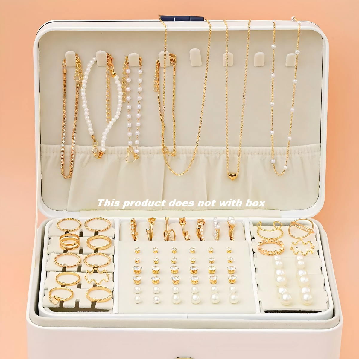 83pcs/Set Elegant Pearl Earrings Multi-Layered Necklace Ear Studs Rings 4-In-1 Jewelry Set For Women Daily Wear Gift (No Box)