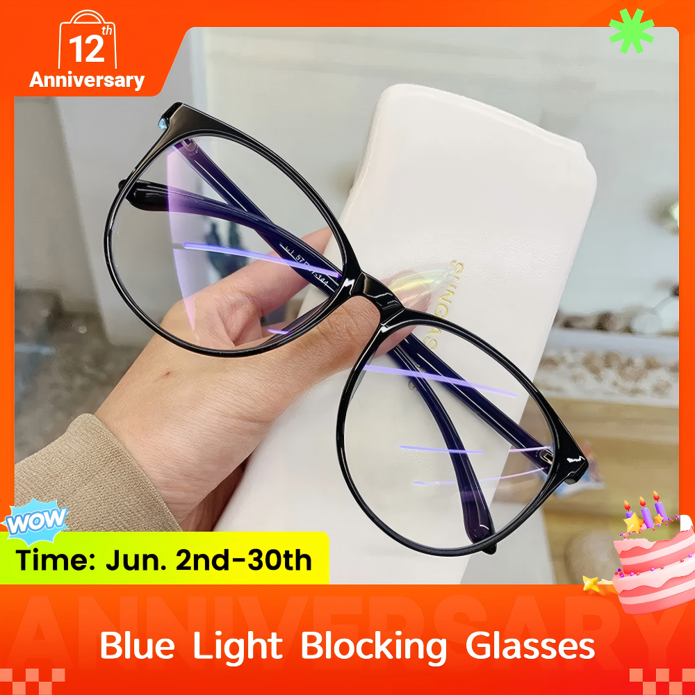 ZHJH Blue light blocking glasses retro round anti blue light glasses anti eye fatigue computer glasses suitable for men and women