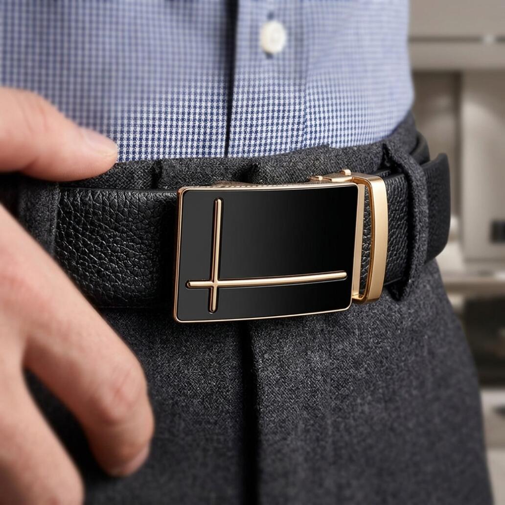 Men's Belt Alloy Automatic Buckle PU Leather Inner Lining High quality Men's Belt Suitable for Casual and Business Jeans Luxury Brand Men's Belt