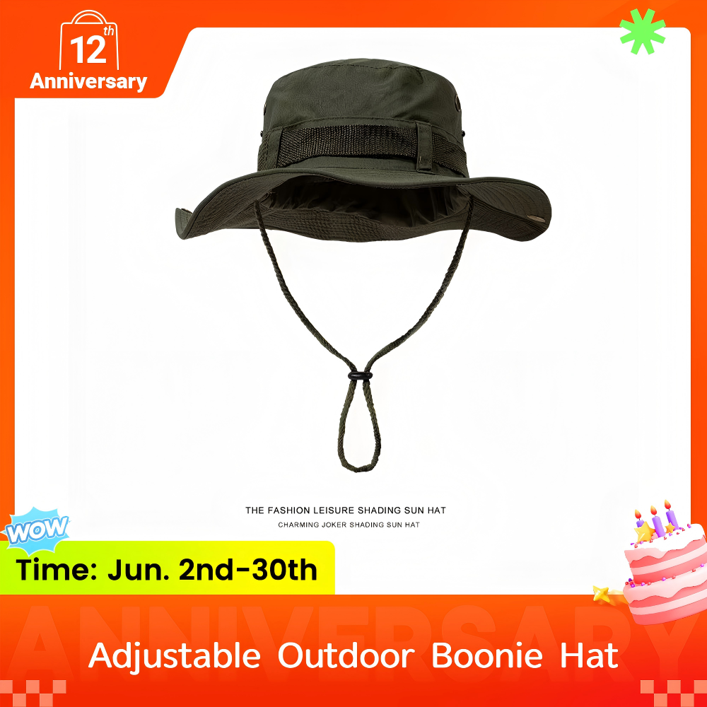 Quick Dry Water Resistant Outdoor Sun Hat Army Green Wide Brim UV Protection Bucket Hat With Adjustable Chin Strap For Hiking Fishing Camping Beach Activities