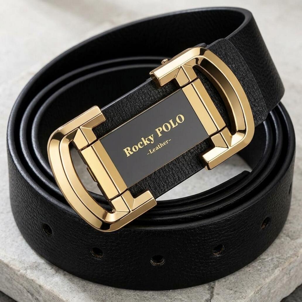 ZHJH Men's Belt  Automatic Fastening Belt  Artificial Leather Interior Liner  High-Quality Men's Belt  Suitable for Casual and Business Jeans  Luxury Brand Men's Belt