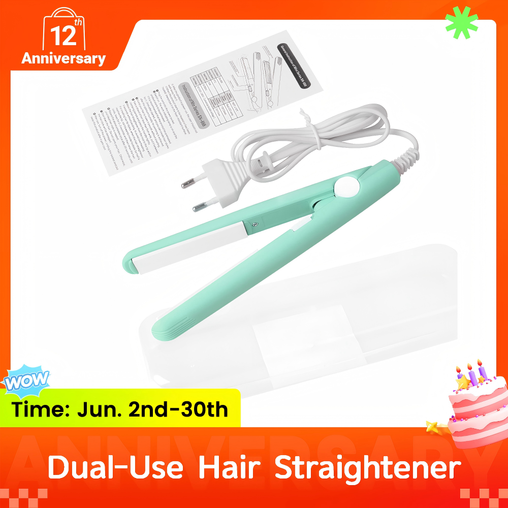 ZHJH  Hair Straightener Mini Curling Iron Multi-purpose Can Be Carried Anytime Touch Up Cartoon Cat Portable Electric Splint Flat Iron Ceramic Hair Straightener American Style 220V