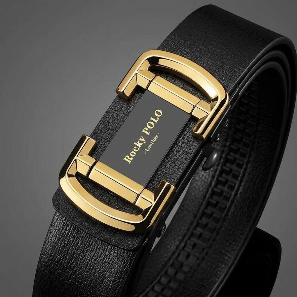 ZHJH Men's Belt  Automatic Fastening Belt  Artificial Leather Interior Liner  High-Quality Men's Belt  Suitable for Casual and Business Jeans  Luxury Brand Men's Belt