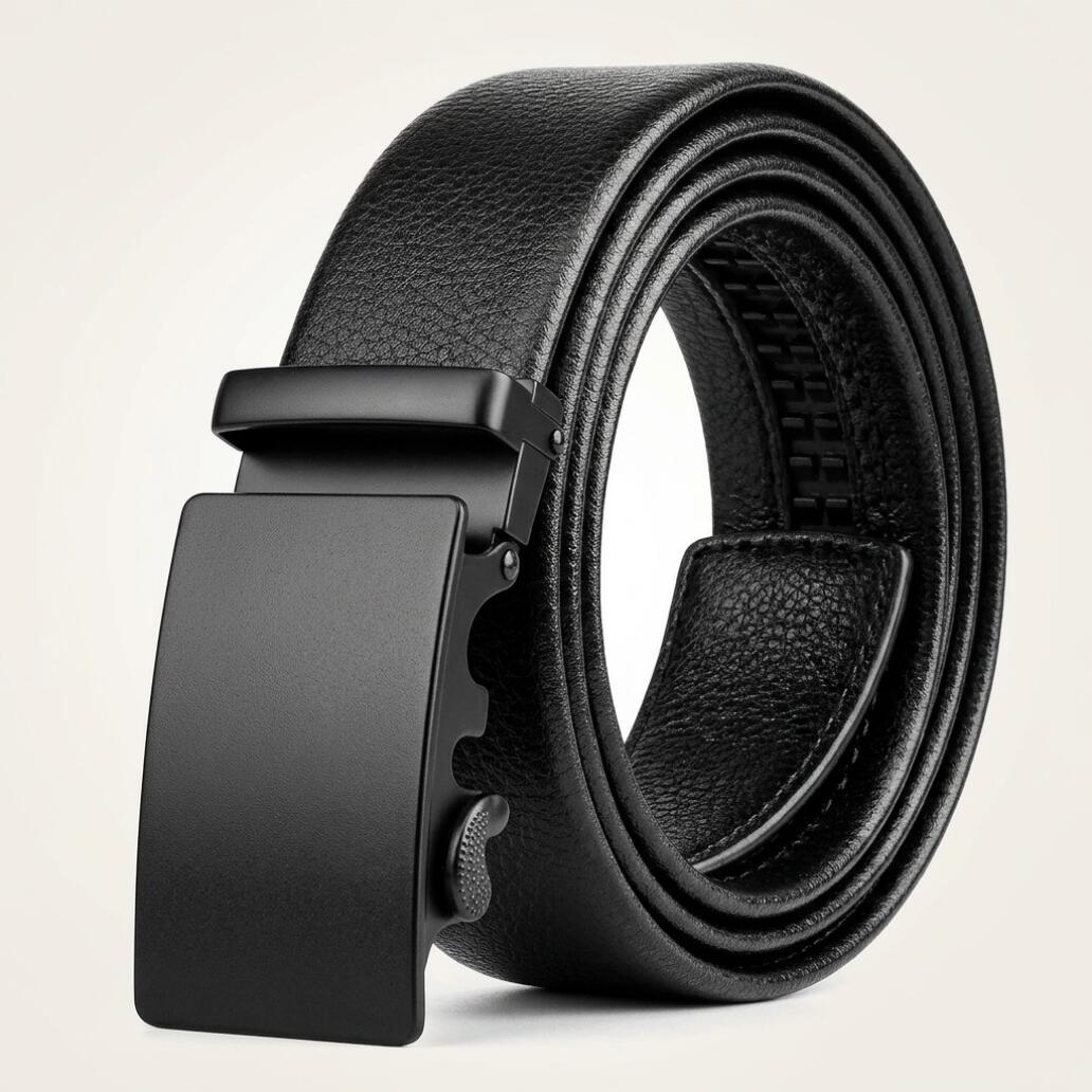 Men's Belt Automatic Ratchet Buckle PU Leather Toothless High Quality Belt Leather Buckle Casual Business Jeans Belt Wide Belt Men's Fashion Accessories