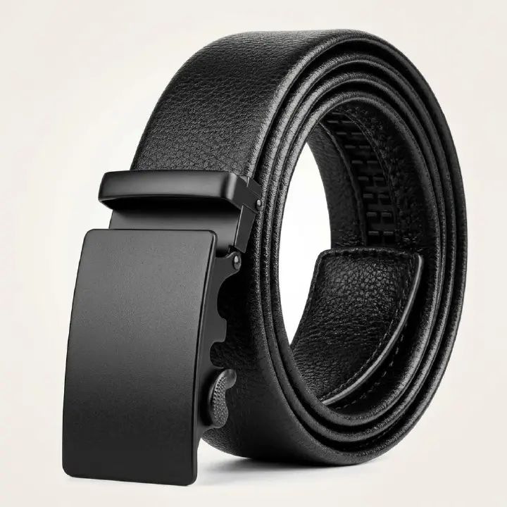 Men's Belt Automatic Ratchet Buckle PU Leather Toothless High Quality Belt Leather Buckle Casual Business Jeans Belt Wide Belt Men's Fashion Accessories