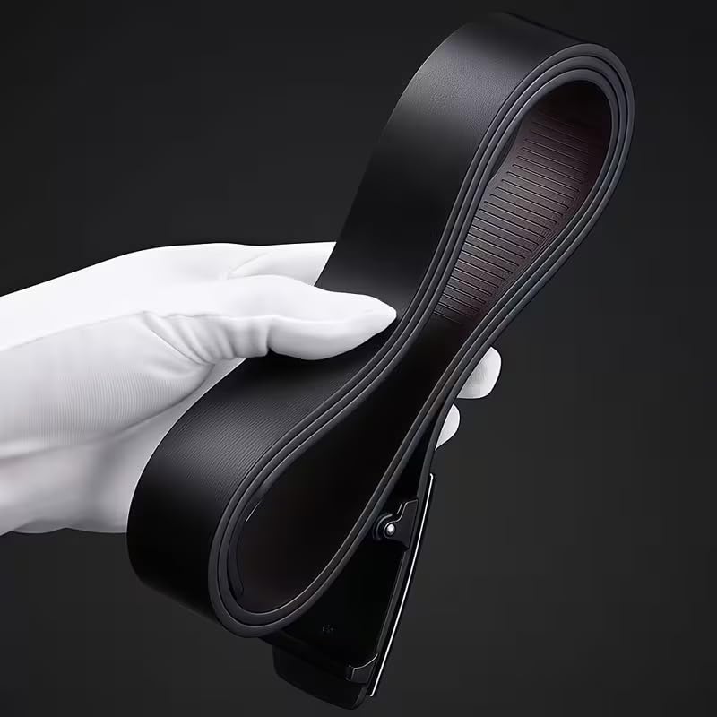 ZHJH Men's Belt Alloy Automatic Buckle PU Leather Lining Wide Belt Black Gold Color High Quality Men's Belt Suitable For Casual And Business Jeans Luxury Brand Men's Belt