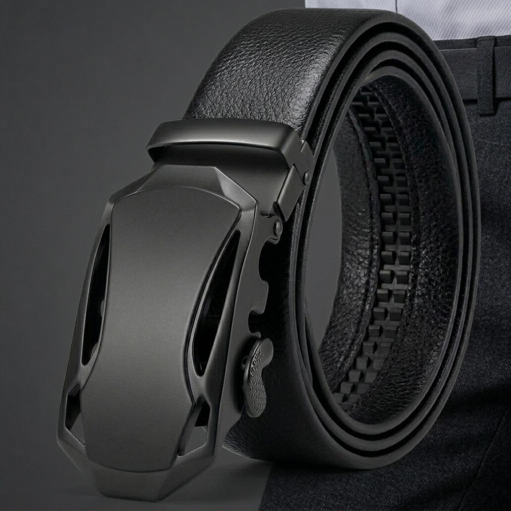 Men's Belt Automatic Ratchet Buckle PU Leather Toothless High Quality Belt Leather Buckle Casual Business Jeans Belt Wide Belt Men's Fashion Accessories
