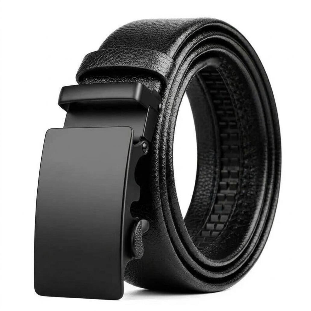 Men's Belt Automatic Ratchet Buckle PU Leather Toothless High Quality Belt Leather Buckle Casual Business Jeans Belt Wide Belt Men's Fashion Accessories