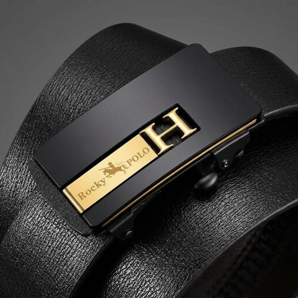 ZHJH Men's Belt  Automatic Fastening Belt  Artificial Leather Interior Liner  High-Quality Men's Belt  Suitable for Casual and Business Jeans  Luxury Brand Men's Belt