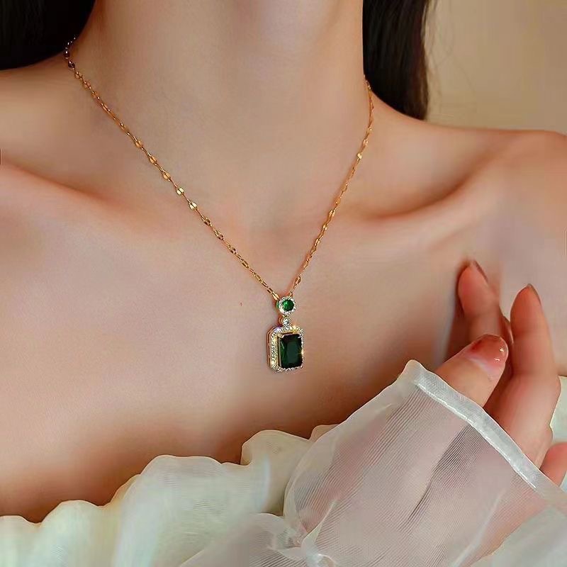 4Pcs Jewelry Set Women's Jewelry Sets Luxury Emerald Green Gemstone Gold Plated Cubic Zirconia Necklace Earrings Ring Bracelet For Women Wedding Party Dinner Date Anniversary Birthday Business Meeting
