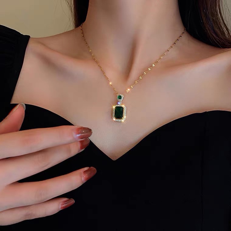 4Pcs Jewelry Set Women's Jewelry Sets Luxury Emerald Green Gemstone Gold Plated Cubic Zirconia Necklace Earrings Ring Bracelet For Women Wedding Party Dinner Date Anniversary Birthday Business Meeting