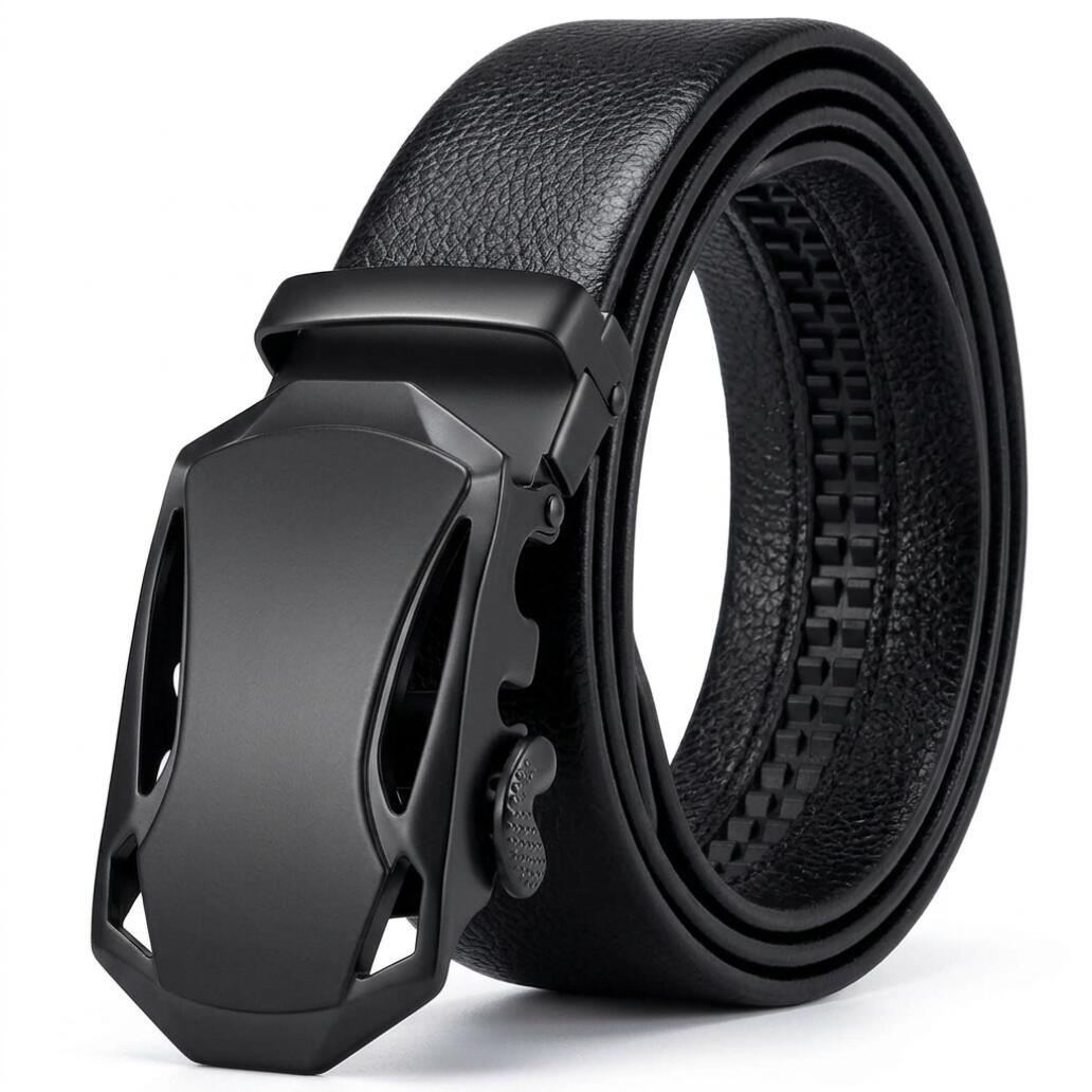 Men's Belt Automatic Ratchet Buckle PU Leather Toothless High Quality Belt Leather Buckle Casual Business Jeans Belt Wide Belt Men's Fashion Accessories