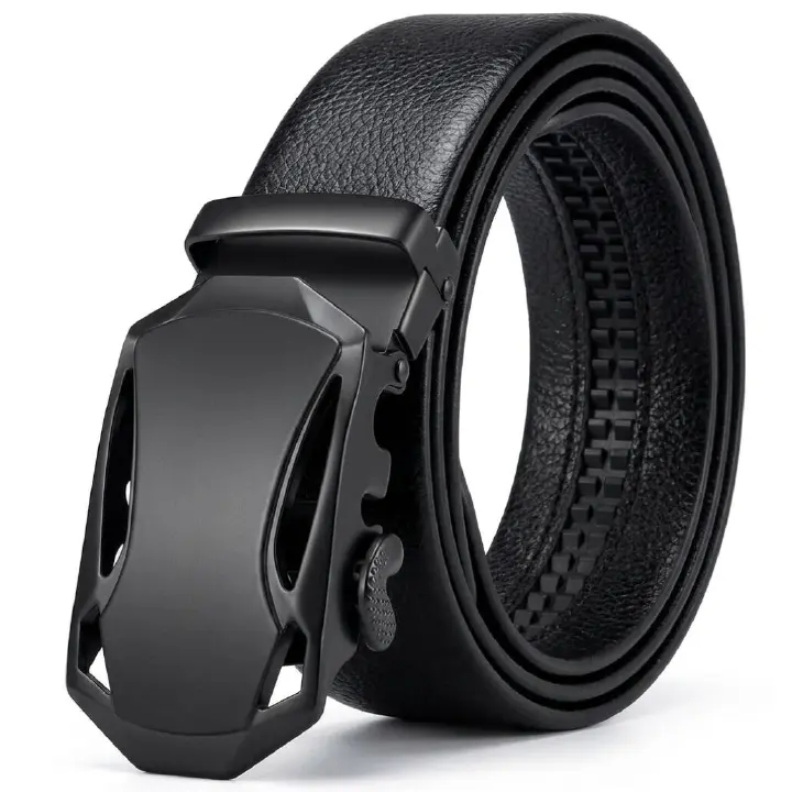 ZHJH Men's Belt Automatic Ratchet Buckle PU Leather Toothless High Quality Belt Leather Buckle Casual Business Jeans Belt Wide Belt Men's Fashion Accessories