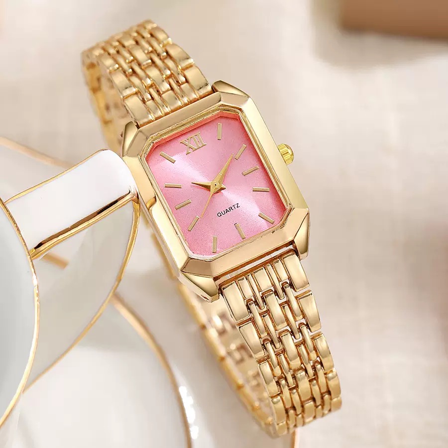 Lady's Watch Elegant Ladies Gold Tone Quartz Watch Vintage Octagon Rectangle Dial Slim Metal Band Wristwatch For Women Daily Wear Office Work Party Wedding Fashion Gift