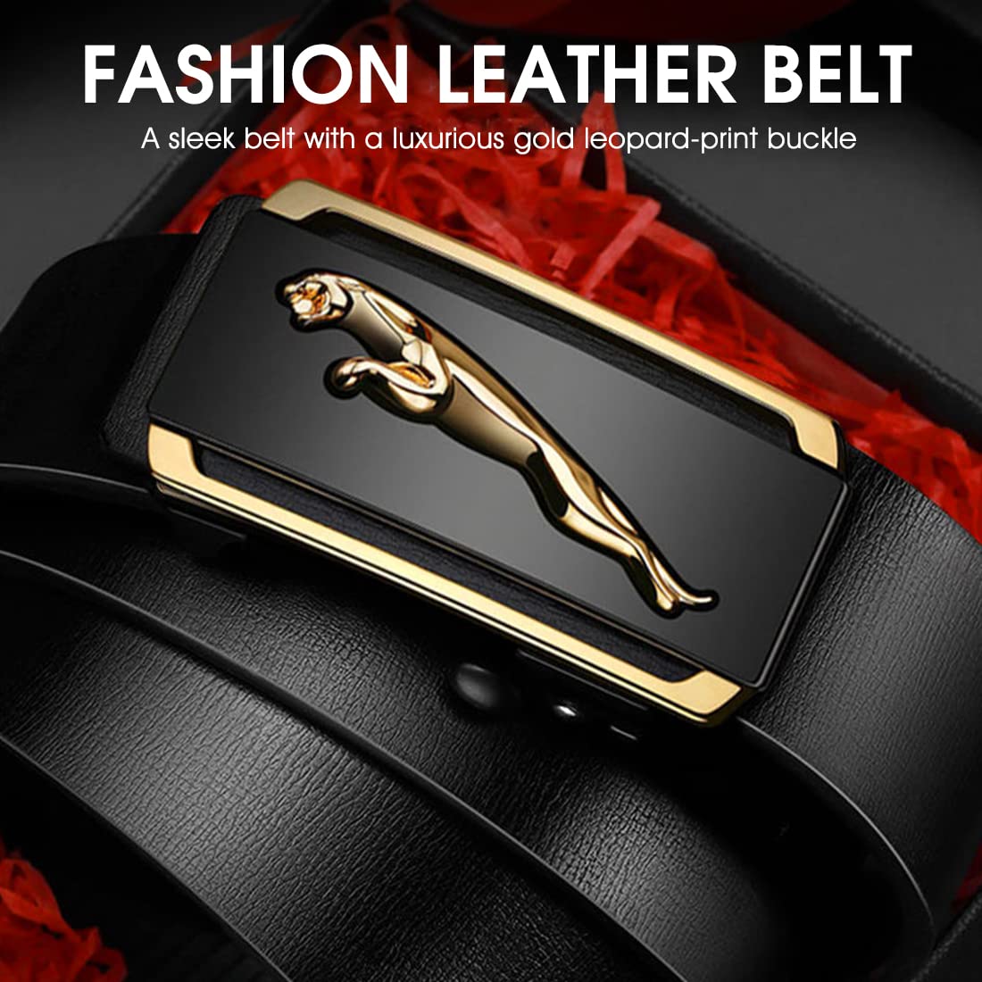 ZHJH Men's Belt Alloy Automatic Buckle PU Leather Lining Wide Belt Black Gold Color High Quality Men's Belt Suitable For Casual And Business Jeans Luxury Brand Men's Belt