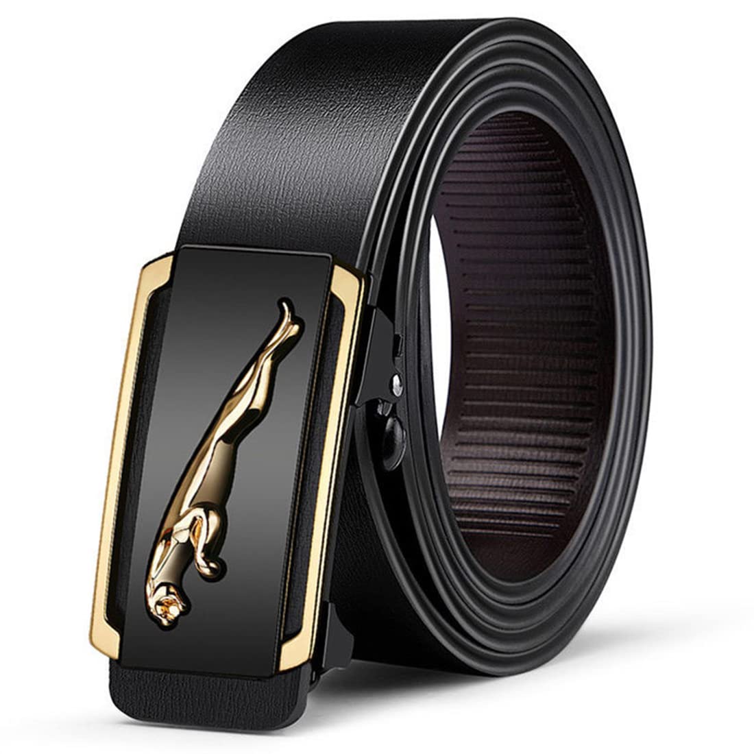 ZHJH Men's Belt Alloy Automatic Buckle PU Leather Lining Wide Belt Black Gold Color High Quality Men's Belt Suitable For Casual And Business Jeans Luxury Brand Men's Belt